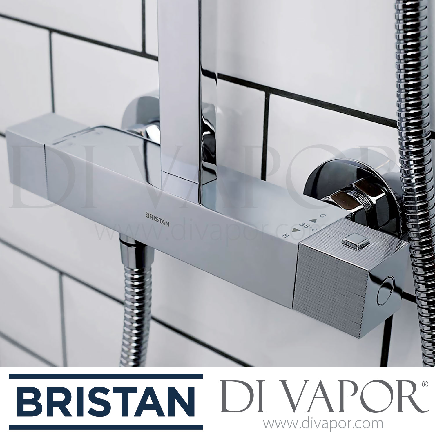 Bristan QD SHXDIVFF C Quadrato Thermostatic Surface Mounted Shower